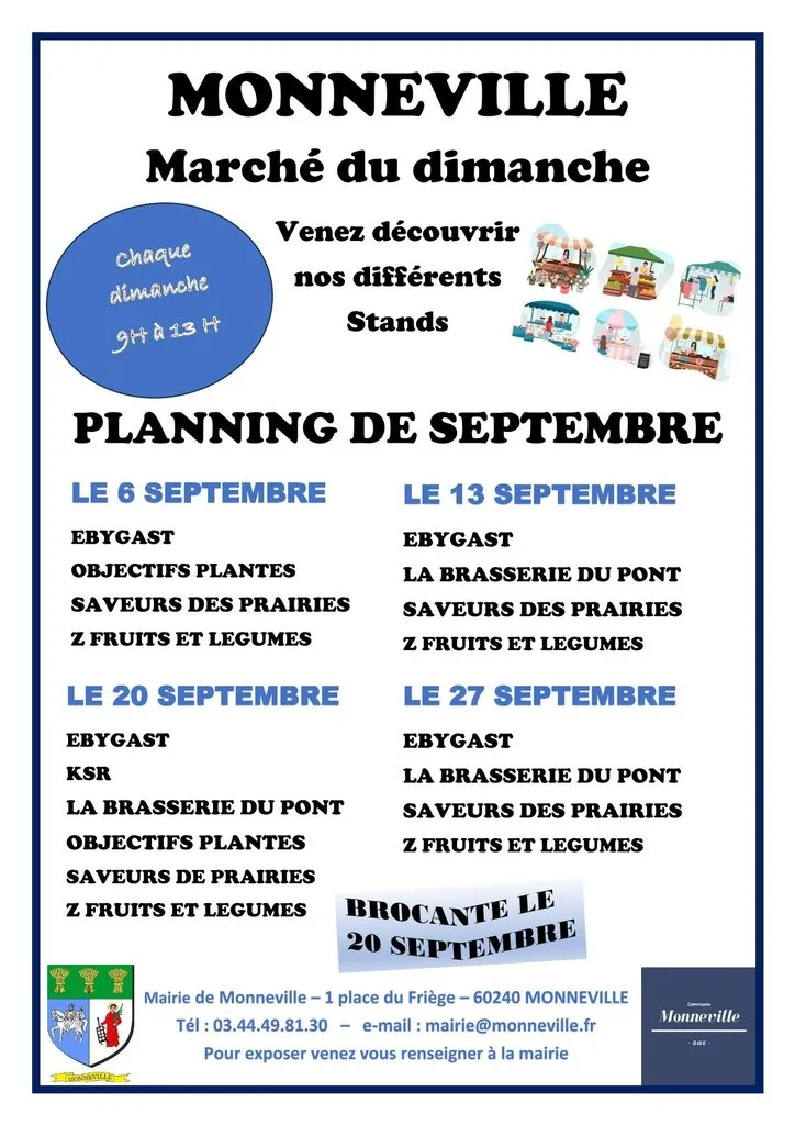 Lire la suite de l'actualité Planning marché du mois de septembre